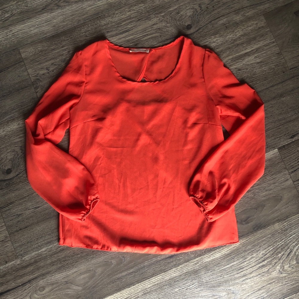 PEARL orange silky blouse - Picture 1 of 3